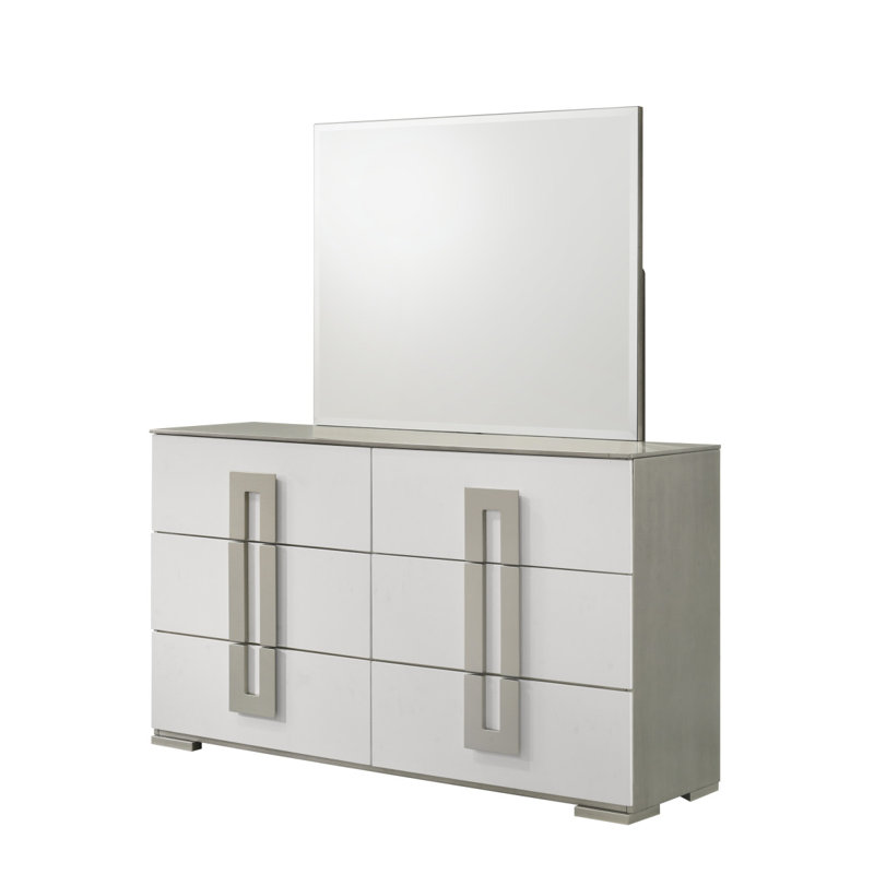 Olivia Contemporary Style Mirror Made With Wood In White