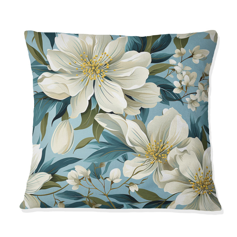 Coussin Blue Coastal Blossoms, H 16 po x l 16 po