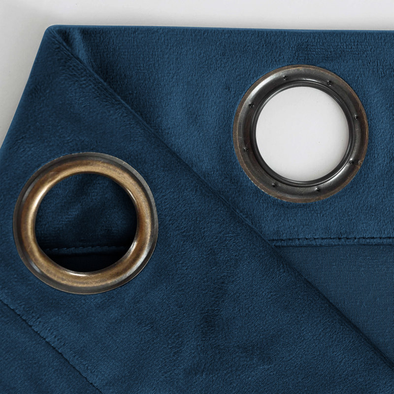 Erno Sheer Crushed Velvet Eyelet Curtains, Navy, 168 W x 137 D cm