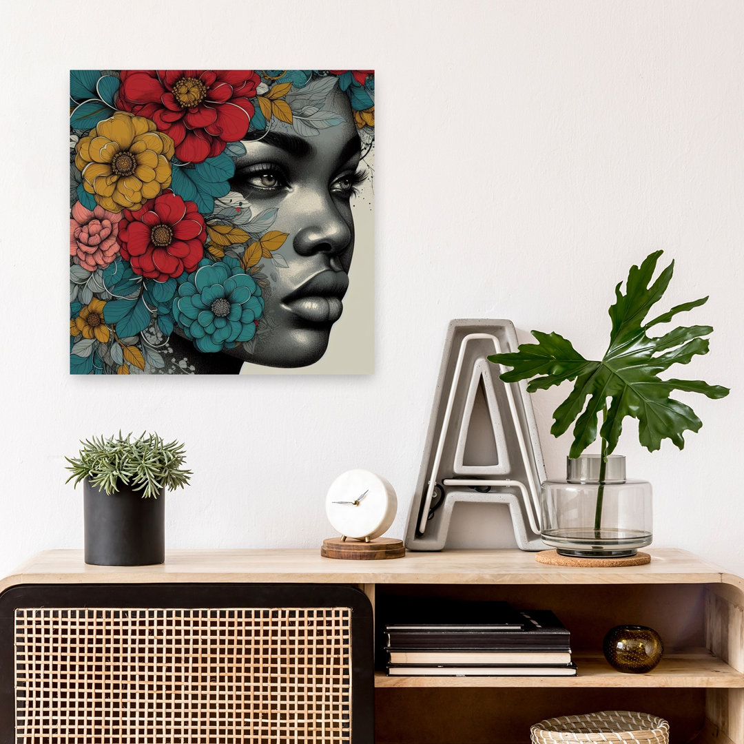 Vibrant Floral Portrait Abstract Contemporary Flower Portrait Wall Art Print