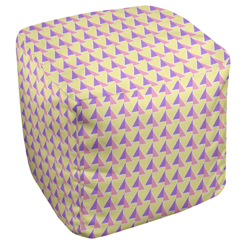 Repose-pieds cube à motif shifted arrows, H 13 po x l 13 po x P 13 po, Mauve jaune, rose