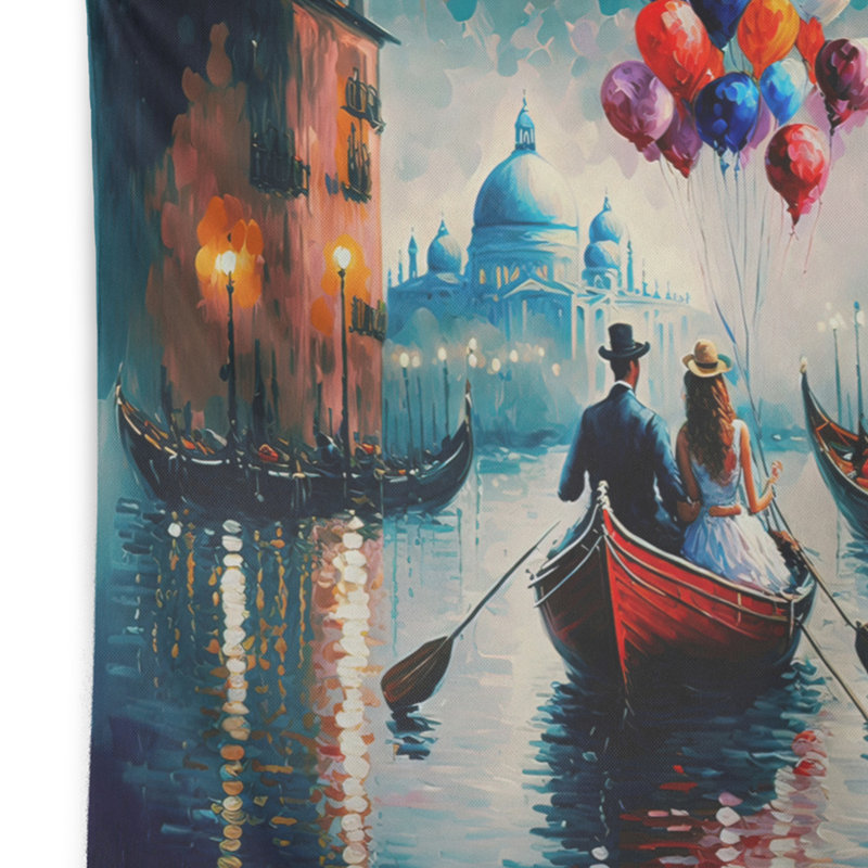 Tapisserie romantique en polyester sur un petit bateau III, H 32 po x l 39 po