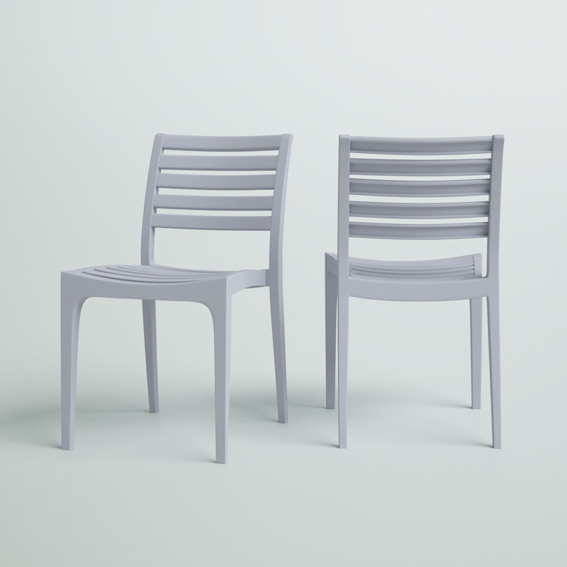 Ayvah Stacking Patio Dining Side Chair, Silver Gray