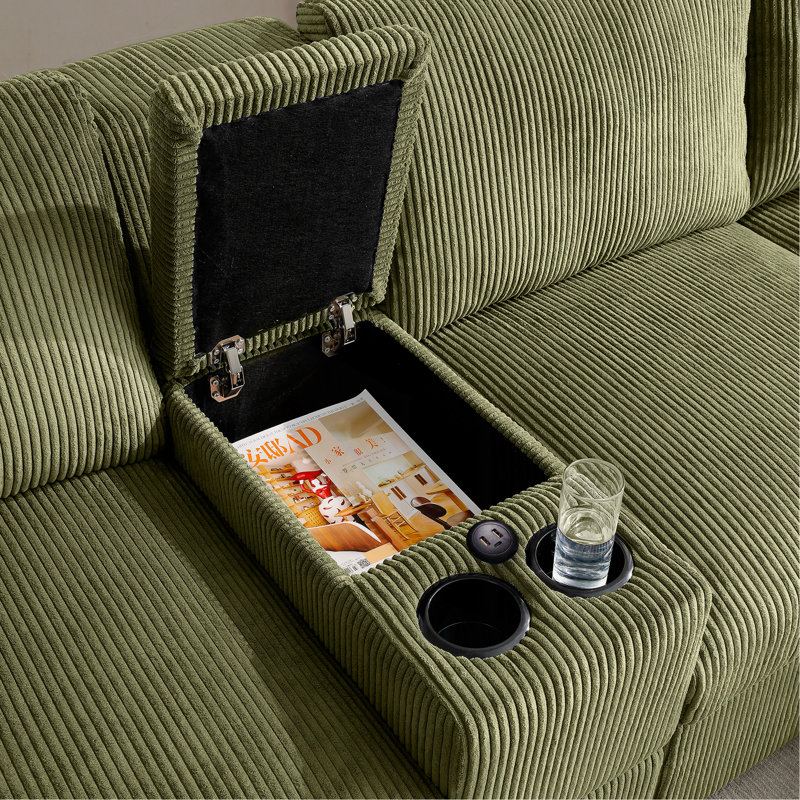 Canapé modulaire en U en forme de U pour le salon, canapé surdimensionné confortable de 126 po avec console, porte-gobelet, USB, méridienne double, vert