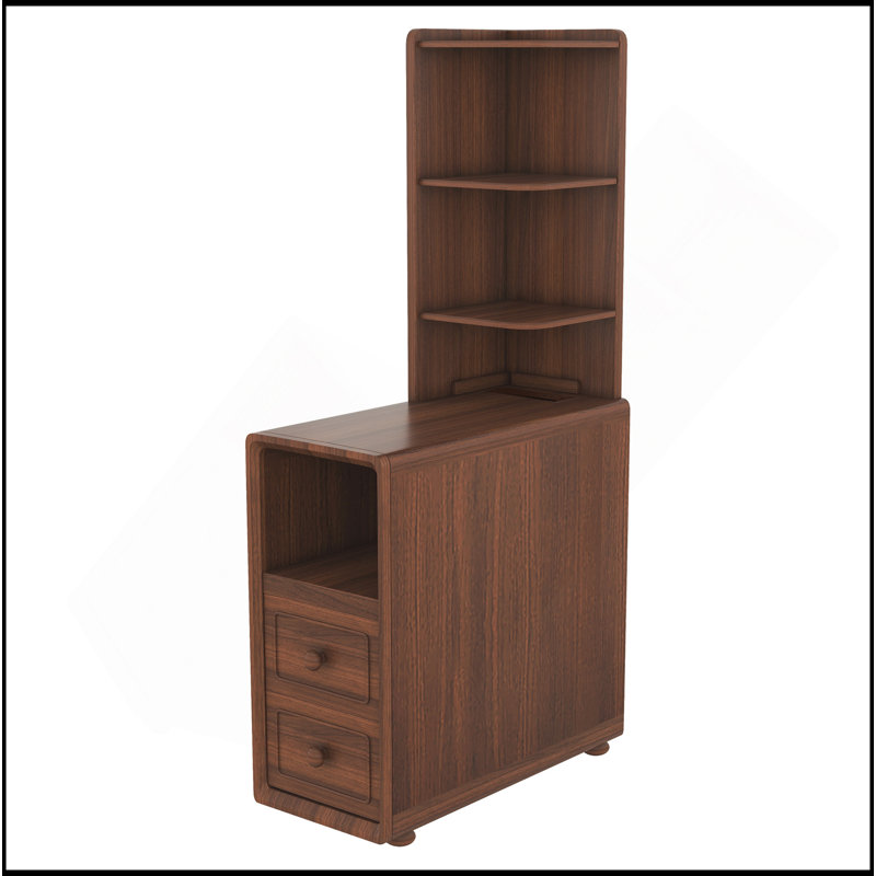 End Table With Drawers, Corner Table With Open Shelves, Tall Side Table For Bedroom And Corner