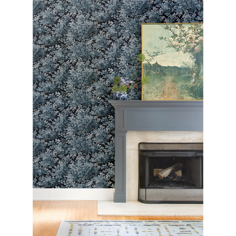 Greenwood Moss Deciduous Wallpaper, Dark Blue