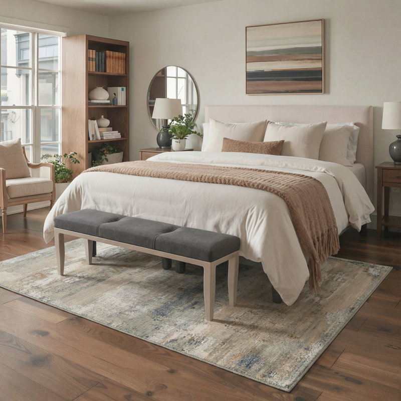 Lucchesi Aura Modern Abstract Machine Washable Brown / Grey / Beige Indoor Area Rug with Non-Slip Backing, Rectangle 8' x 10'