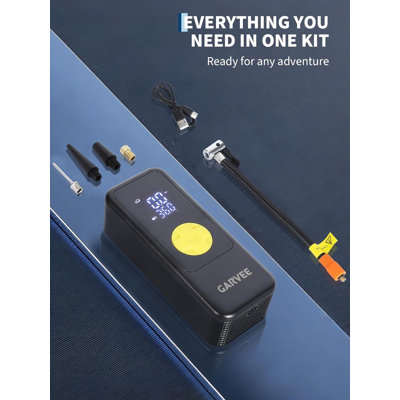 Wireless 150PSI Tire Inflator - Digital Air Compressor with Auto Shut-Off, LED Light, Type-C Charging, Portable Pump for Car, Motorcycle, Cycle, Sports Balls – Gift for Men - Bright Yellow