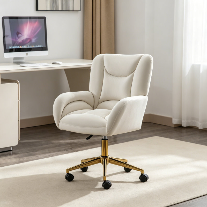 Office Chair, Swivel Chair, Desk Chair, Arm Chair, Upholstered Chair,, Velvet Ivory