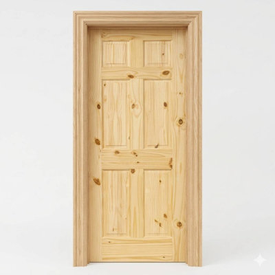 Slab Colonial 6-Panel Double Hip Unfinished Knotty Wood 80 in. x 28 in. with Jamb Kit