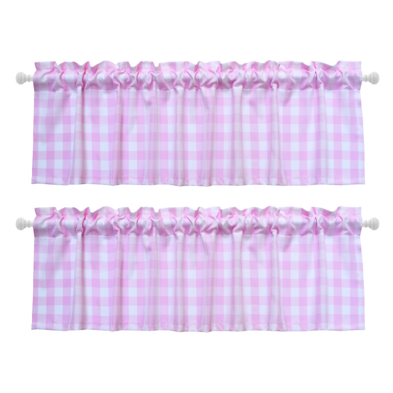 Rashara Plaid Tailored Window Valance, Pink/White, 56" W x 16" L
