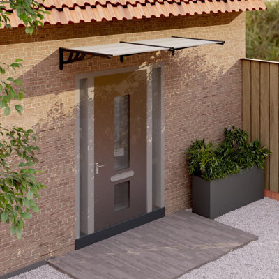 Vidaxl Door Canopy Black And Transparent Polycarbonate