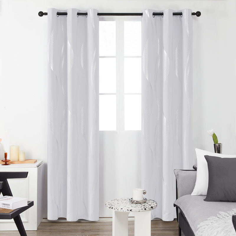 Paire de rideaux occultant et isolants avec œillets Spurgh, L 42 po x L 63 po, Blanc grisâtre