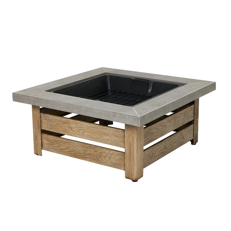 Table de foyer au bois carrée 34 pouces, foyer de patio en métal pour jardin