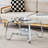 Retro Minimalist Style Metal Frame Double-Layer Tempered Glass Coffee Table Only The Table, No Chairs.-1619978010