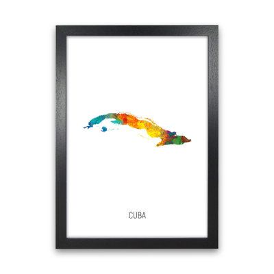 Cuba Watercolour Map by Michael Tompsett - Print