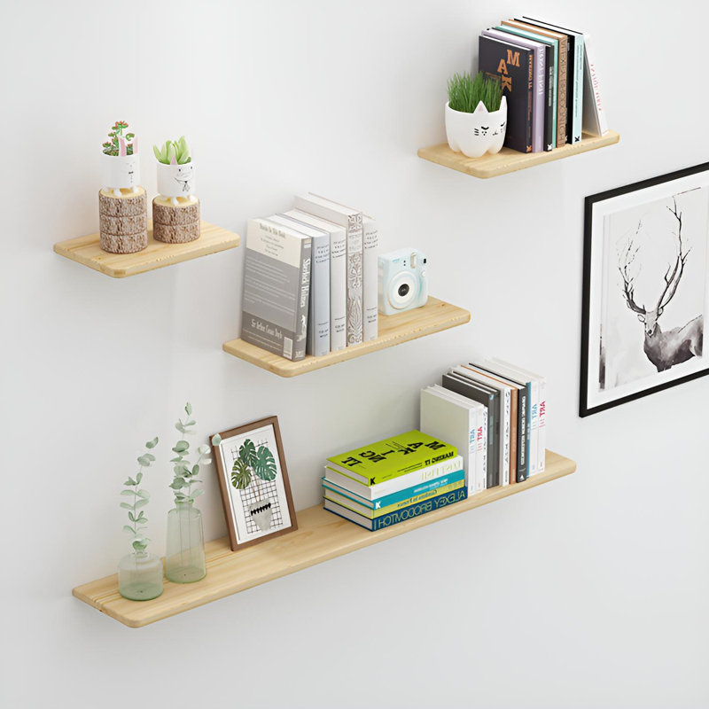 Tablette murale flottante en bois massif, H 0,86 po x l 39,37 po x P 7,67 po