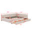 Lit de jour rembourré avec 2 tiroirs et port USB, canapé-lit en L, lit plateforme capitonné en lin-1390329005