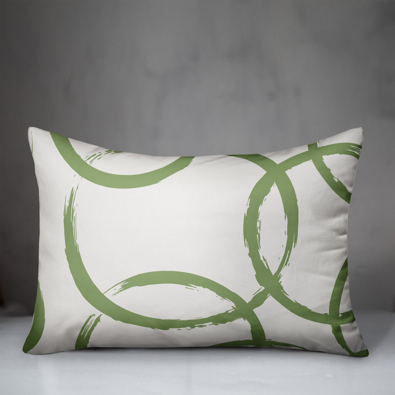 Ducret Geometric Outdoor Reversible Throw Pillow, Green