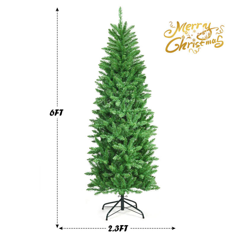 Arbre de Noël artificiel pin vert avec lumières claires/blanches, H 6 pi