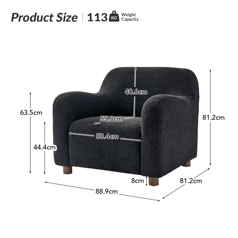 Upholstered Wool Armchair, Black
