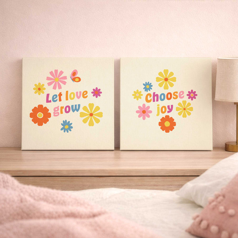 Petal Power Party, ensemble de 2 impressions, 36 po x 36 po, Toile tendue, Toile tendue
