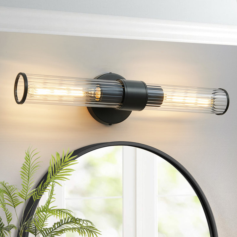 Almetta 2 - Light Bathroom Dimmable Vanity Light Bath Bar Fixtures, Matte Black, Screw Thread