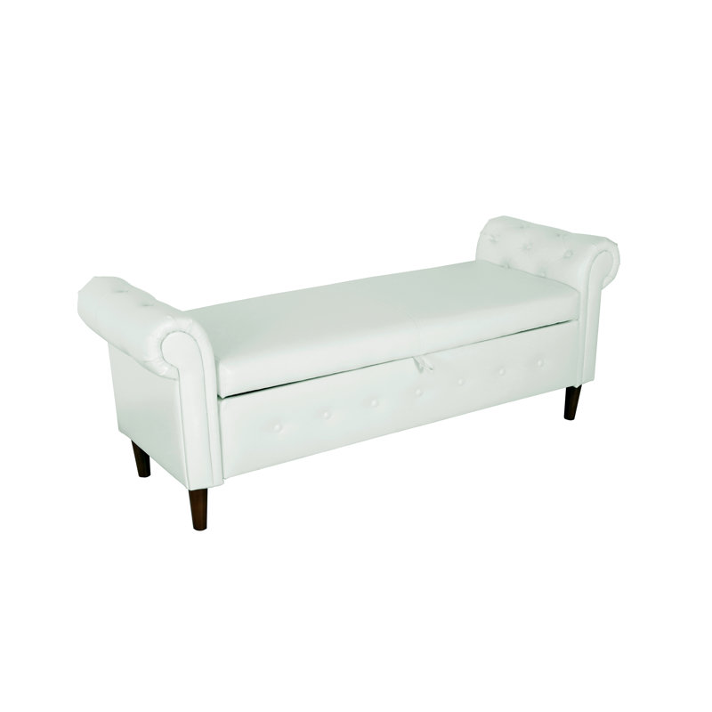 Bennison Upholstered Ottoman, White, Linen
