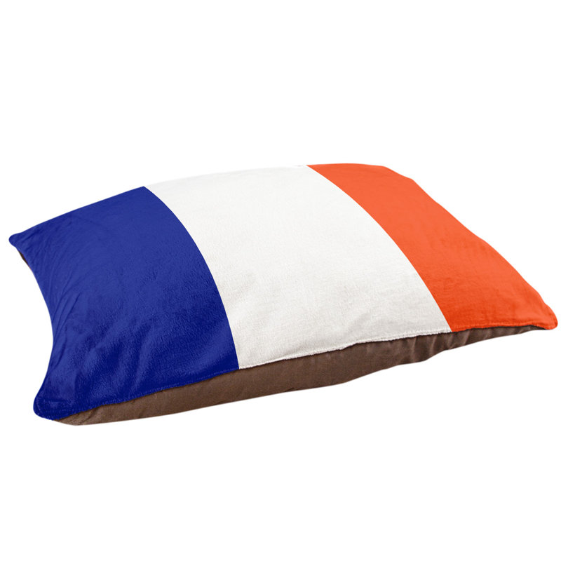 Coussin pour chien Indiana, Petit (l 28 po x P 18 po x H 6 po), Bleu / Blanc / Orange