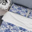 Ensemble de housse de couette bleu et blanc à imprimé damassé - Glam-109145585