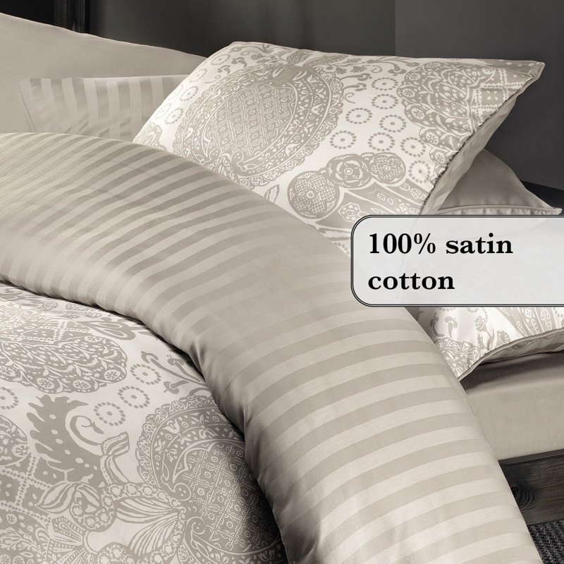 CXL By Christian Lacroix Damask Duvet Cover Set with Pillowcases, Taupe, Kingsize - 2 Pillowcases (63 x 63 cm)