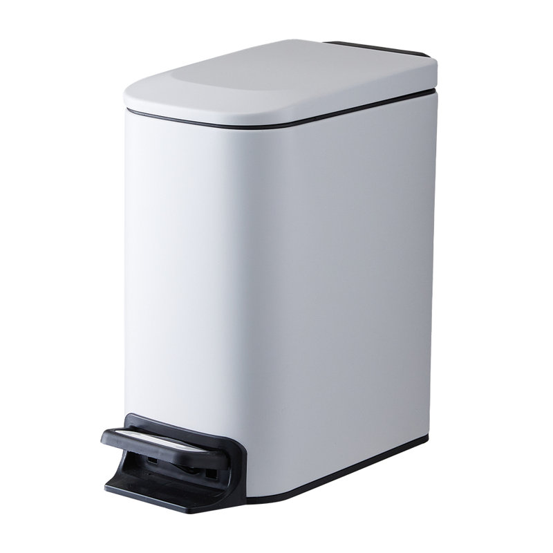 Stainless Steel 6 Litre Step On Waste Basket, White