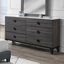 Commode de meuble de chambre à coucher moderne de conception moderne avec 1 seule poignée de poignées et 6 tiroirs avec plateau de rangement en faux marbre gris-364743062