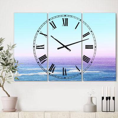 Horloge murale 3 panneaux Ocean View