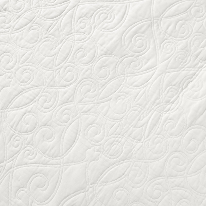 Laura Ashley Felicity Cotton Reversible Quilt Set, White, Twin Quilt + 1 Standard Sham