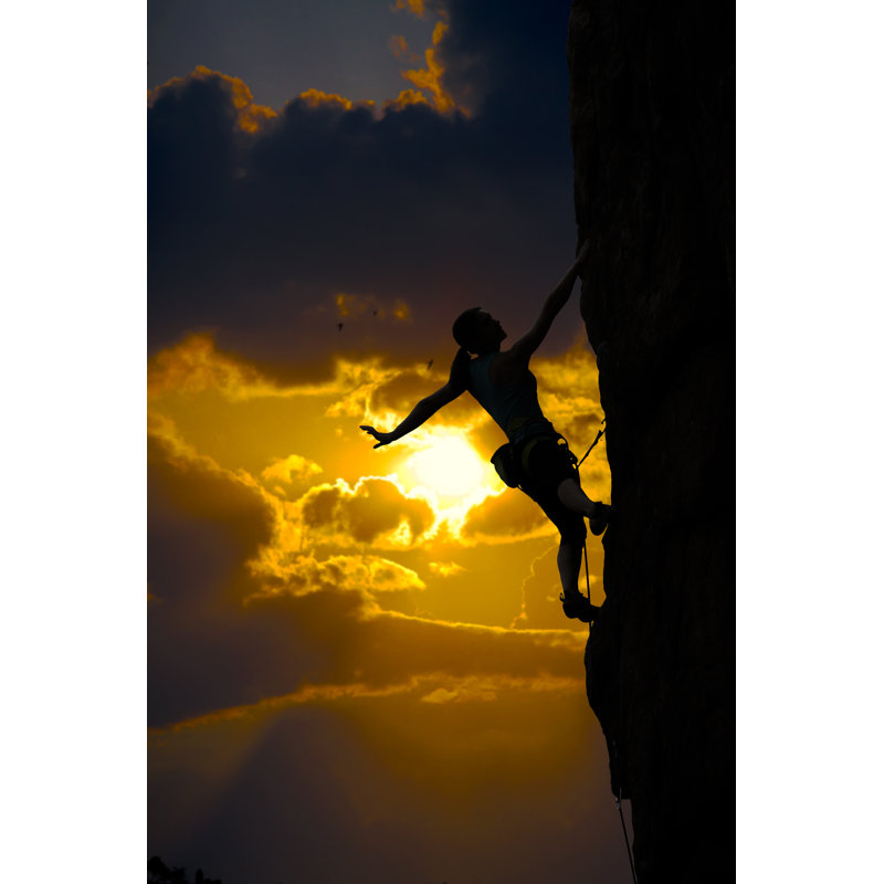 Silhouette contre le coucher de soleil - Illustration sans cadre sur toile, H 18 po x l 12 po