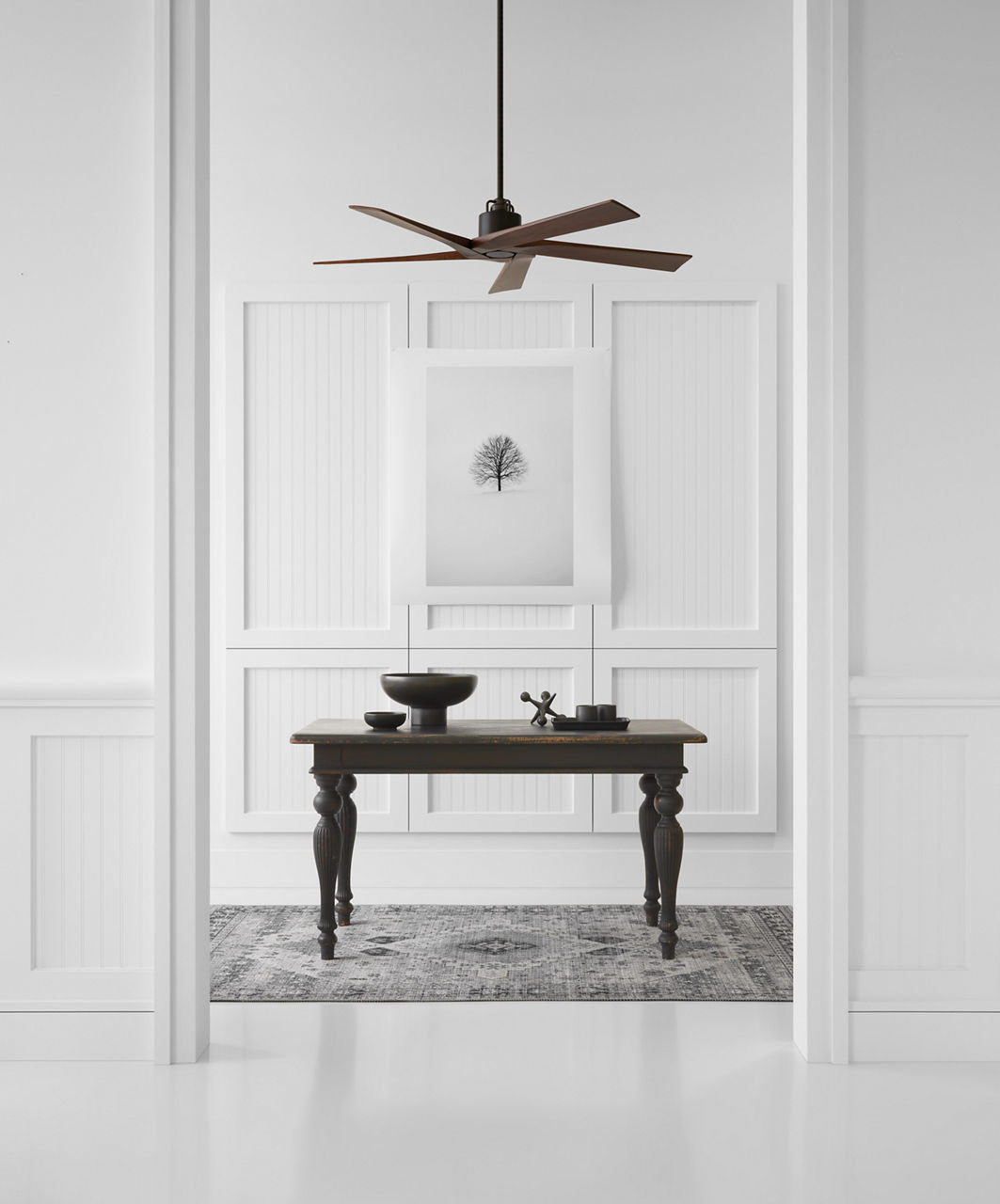 Adalai Ceiling Fan, Aged Pewter/Dark Walnut, 56" Wide