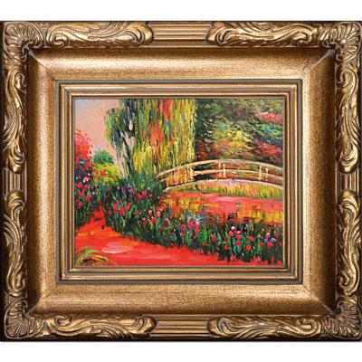Le pont japonais (l'étang aux nénuphars, iris), reproduction d'art sur toile