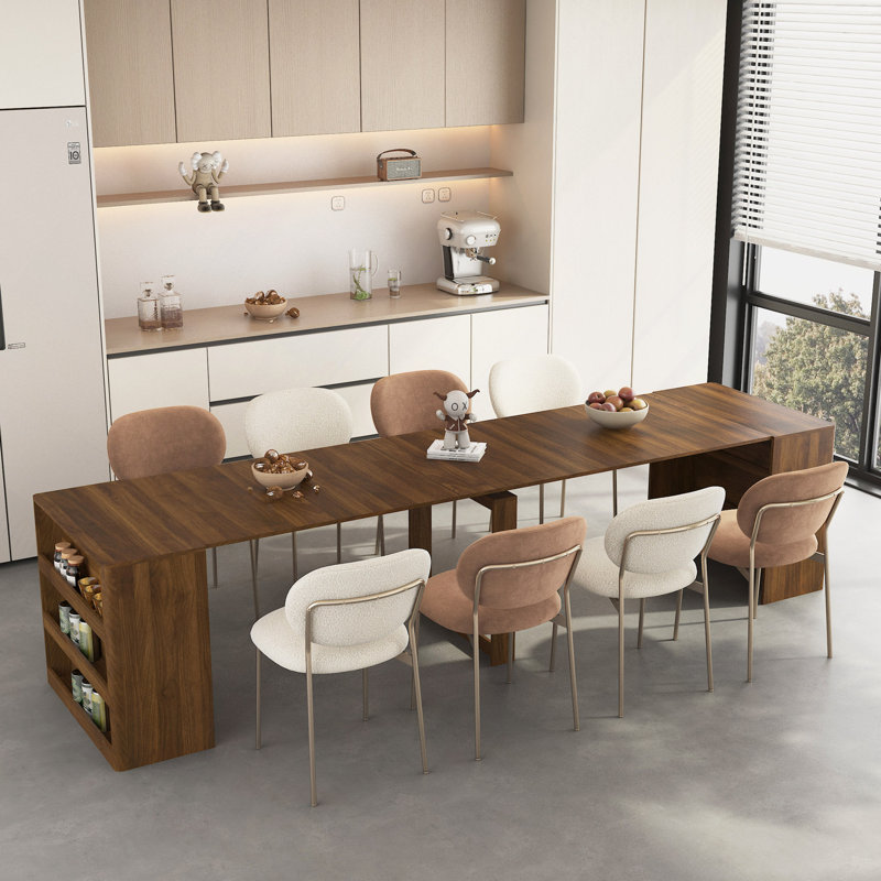 Table de salle à manger extensible pliable pour 1 à 10 personnes, console multifonctionnelle en bois extensible