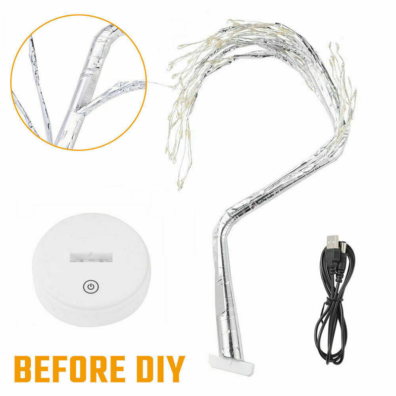 LED Beads Copper Wire Tree Branch Night Light Touch-Sensitive Switch Decorative Table Lamp Battery And USB Operated