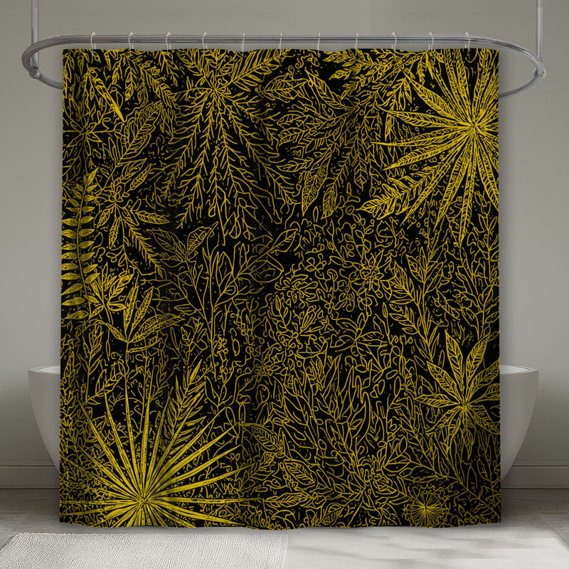Rideaux de douche jaunes Botanical Illustration, L 70 po x H 84 po