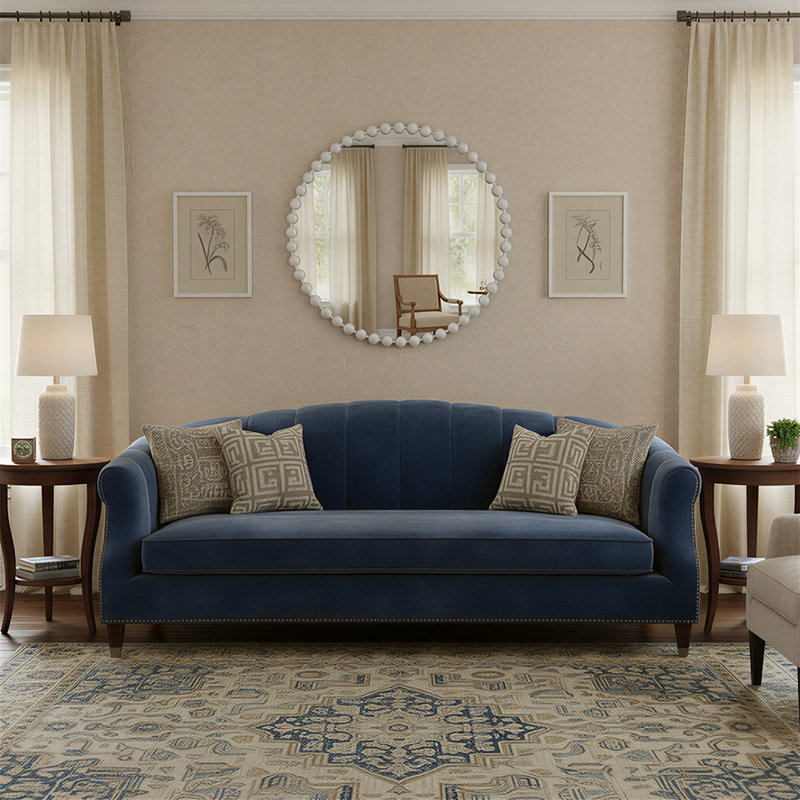 36" Round Wood Beaded Mirror