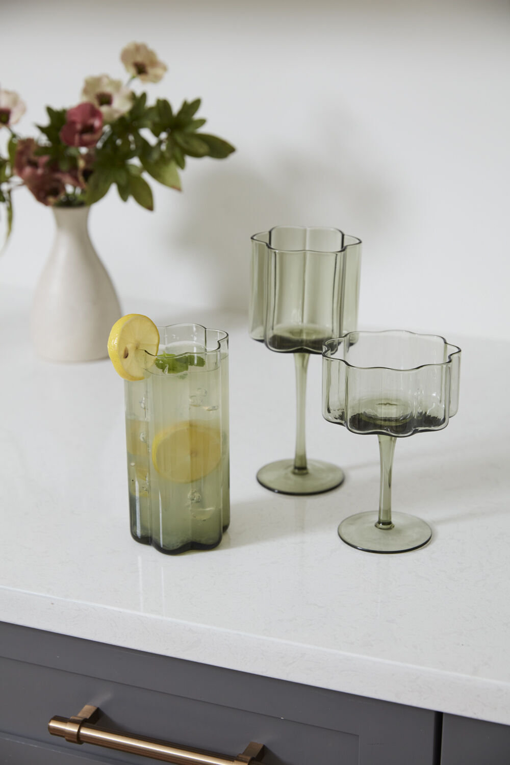 Ribbed Drinking Glass