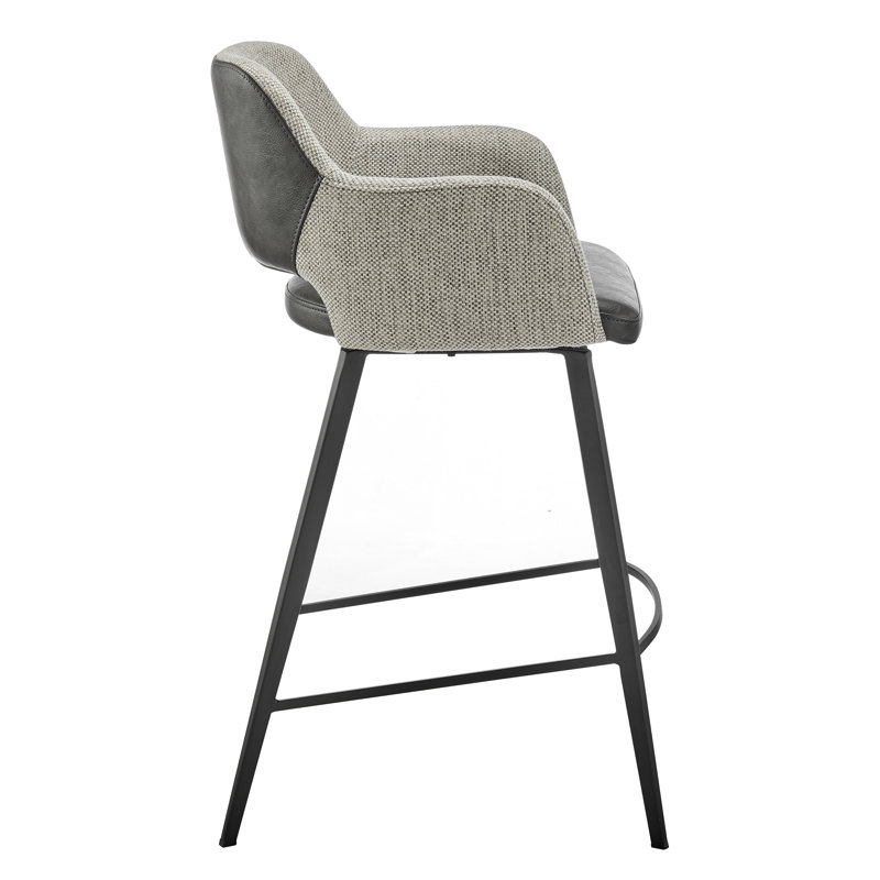 Ivonne Swivel Upholstered Counter Stool with Metal Frame, Bar Stool (29.34” Seat Height), Dark Gray Faux Leather