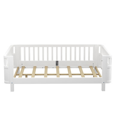 Full Size Wood Platform Bed for Kids, Wood Low Profile Full Bed with Rails