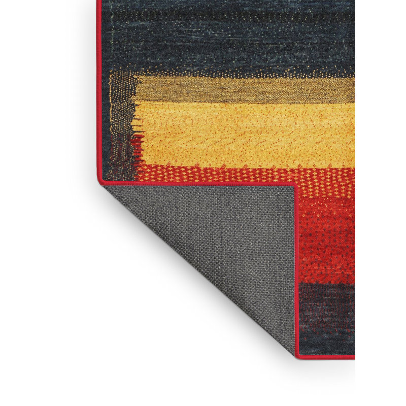 Tapis brun/jaune/gris contemporaine, Rectangle 5 pi x 7 pi