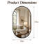 Ensemble de 1 miroir mural ovale en aluminium incassable 33 po x 20 po x 1,1 po, forme ovale, finition brossée