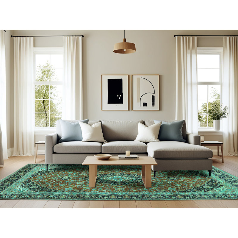 Tapis brun / vert, Rectangle 6 pi x 9 pi