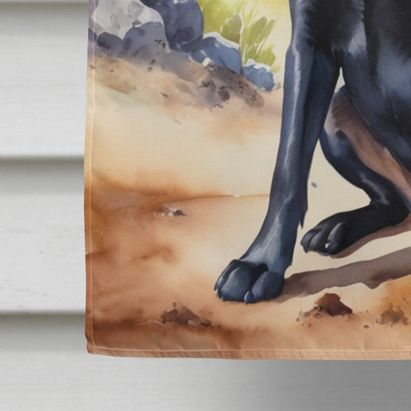 Drapeau Cowboy Welcome House, Labrador Retriever noir