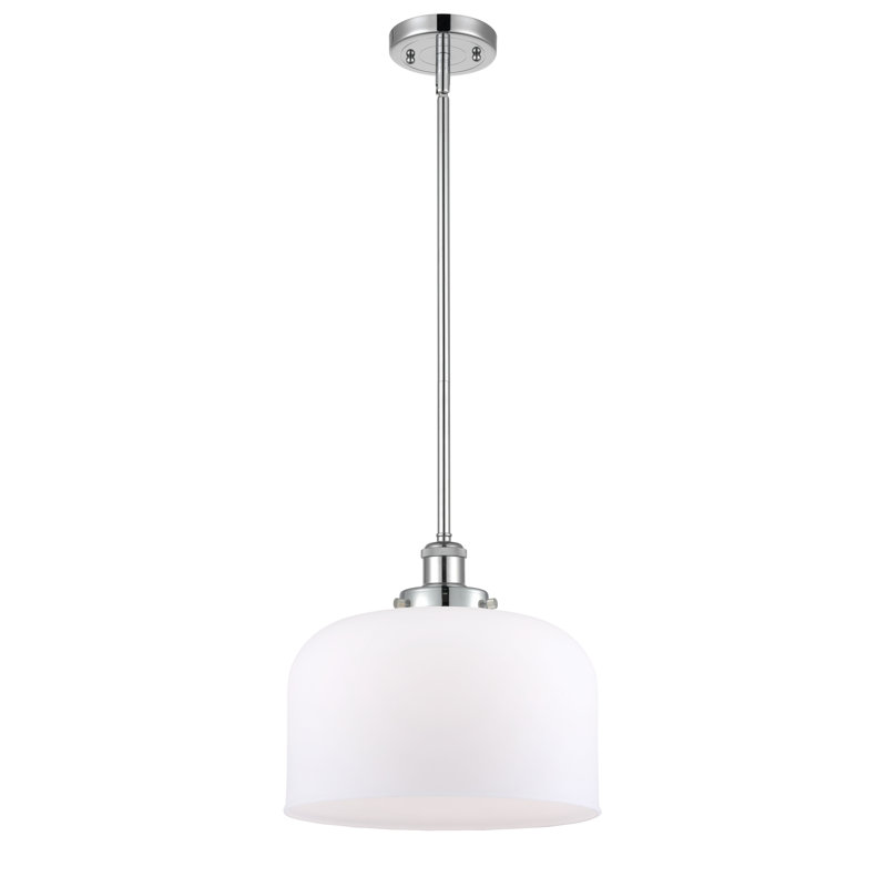 Ballston Urban Bell - 1 Light 12" Stem Hung Mini Pendant, LED, Polished Chrome, Matte White
